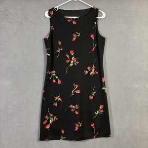 Y2K Floral Dress‎ M Black Red Denial Sleeveless
